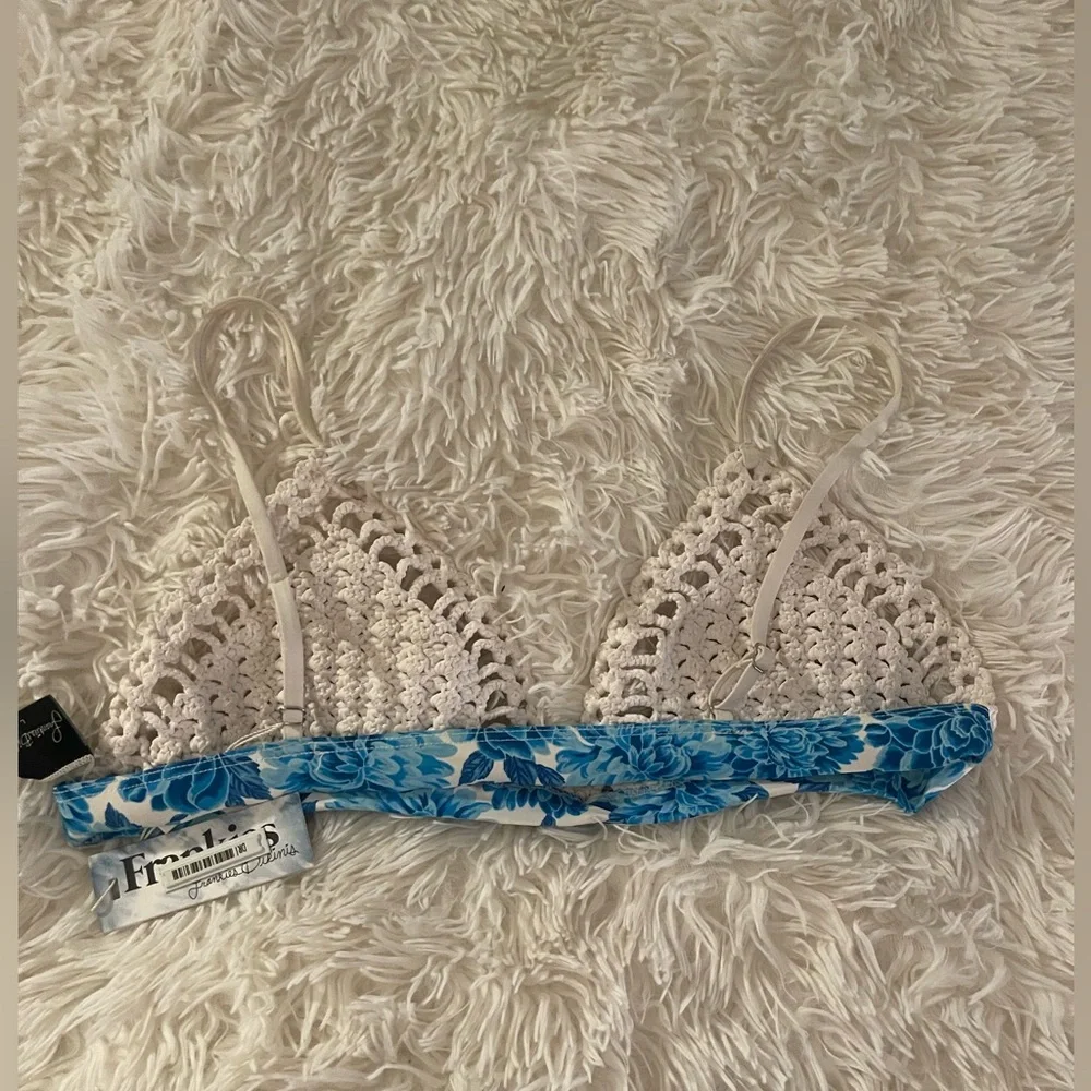 Frankie bikinis crochet swimsuit top with tags. Never used. With tags.